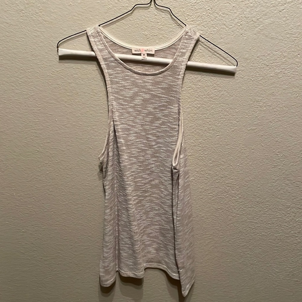 Partially see through gray halter top